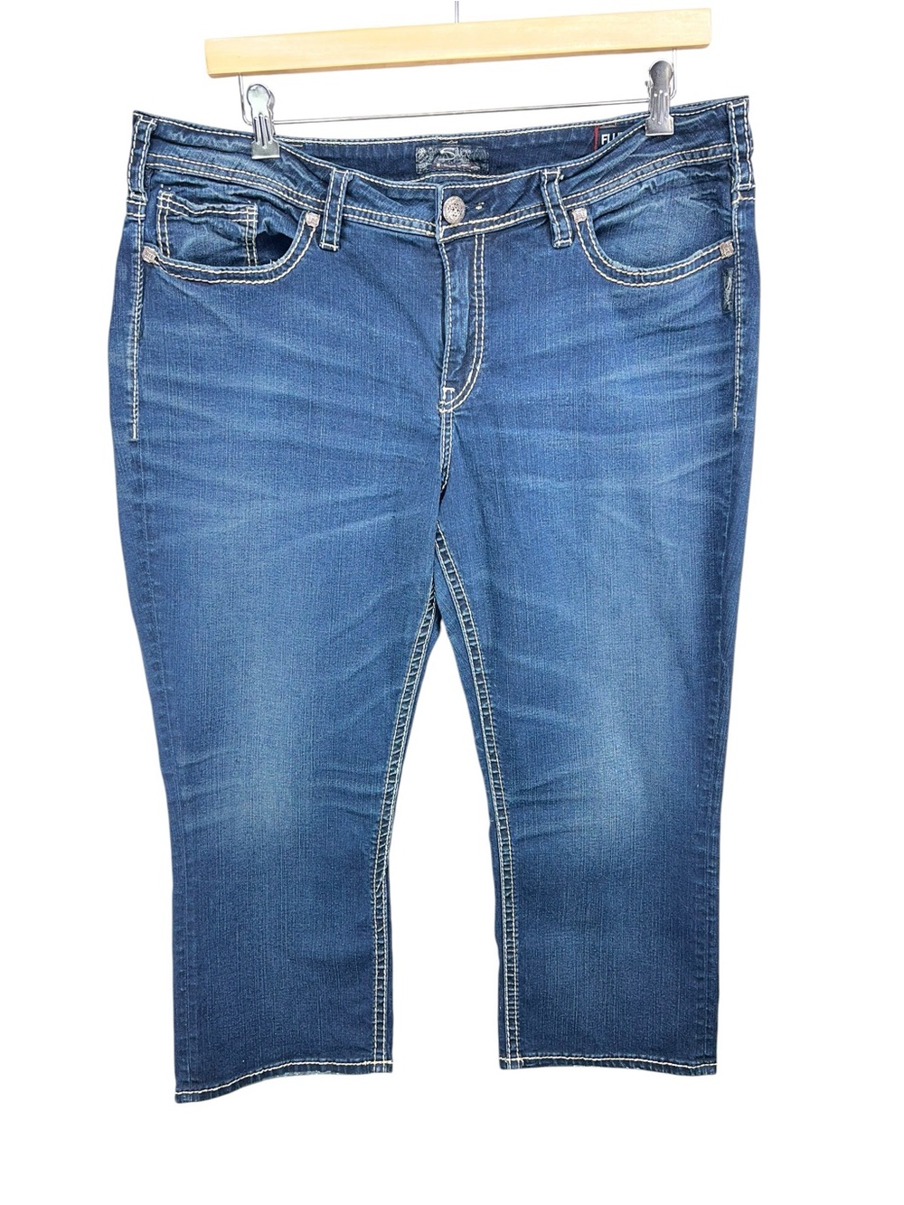 Silver Suki Mid Capri Denim Plus Size Womens Size 20